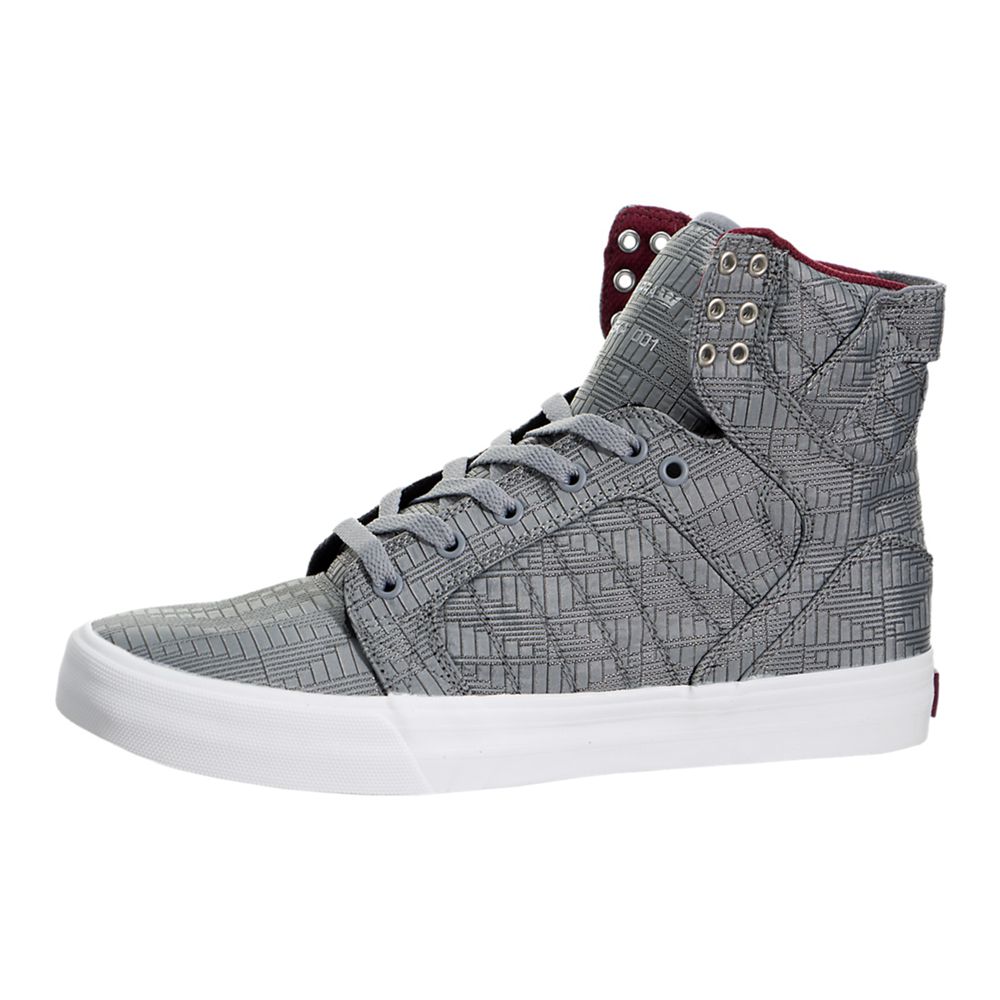 Baskets Montantes Supra SkyTop HF Grise Steel/Burgundy-White Homme | WIT-58477215